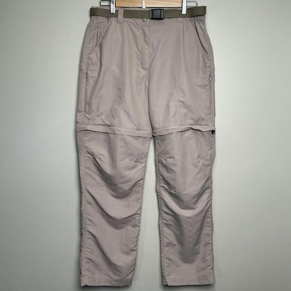 LL Bean Women’s Convertible Belted Pants Beige Medium Hiking Outdoor‎